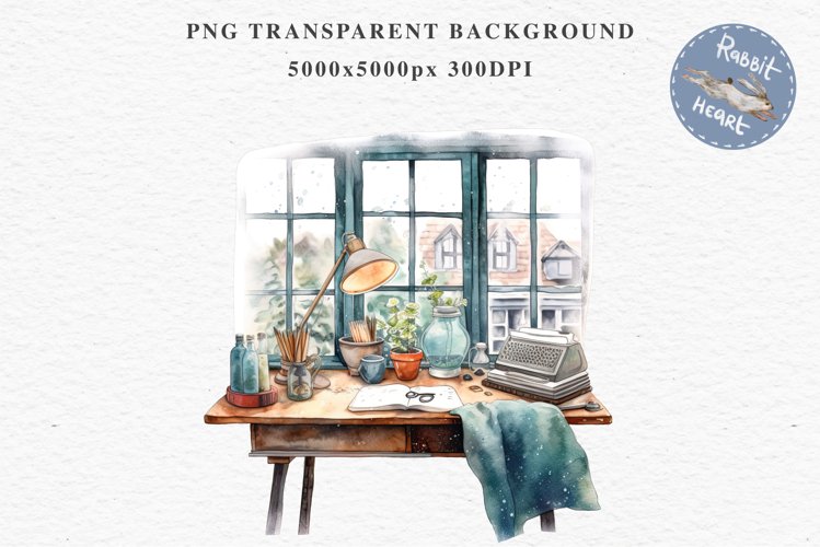 Study Corner Clipart Artist Workspace PNG Scrapbooking Art boho cozy interior table desk Transparent art workshop designs sublimation kids printable digital watercolor Study Corner Clipart, Artist Workspace PNG,  jpeg boho cozy interior table, work desk