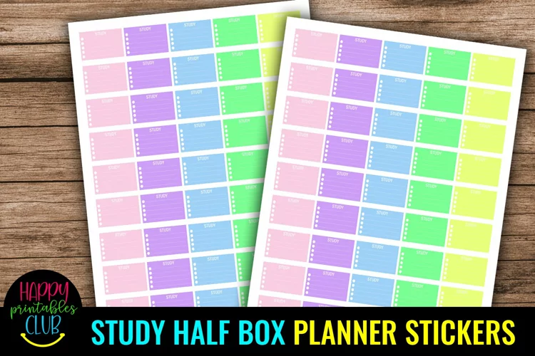 Study Half Box Planner Stickers I Student Planner Stickers