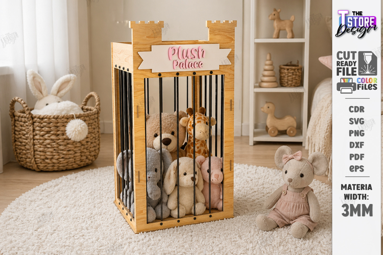 Stuffed Animal Zoo Storage Laser Cut | Kids Toy Storage Box