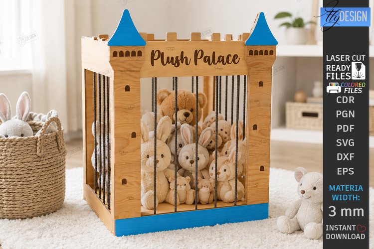 Stuffed Animal Zoo Storage Laser Cut | Kids Toy Storage Box