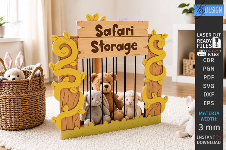 Stuffed Animal Zoo Storage Laser Cut | Kids Toy Storage Box