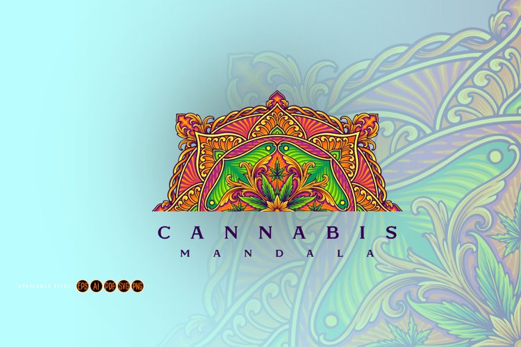 Stunning half mandala with cannabis sativa example image 1