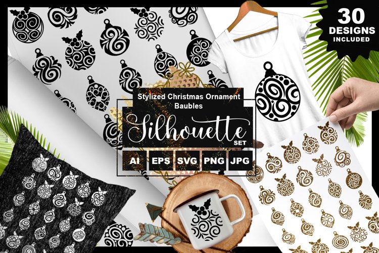 Stylized Christmas Ornament Baubles Silhouette Pack