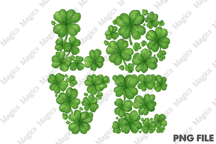 Stylized LOVE Letters Decorated For St Patricks Day