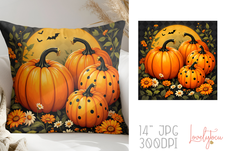 Halloween pumpkins pillow sublimation design