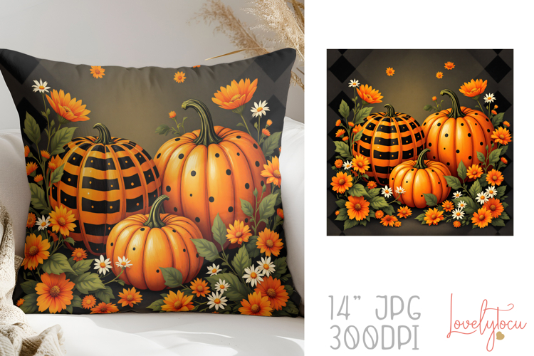 Halloween pumpkins pillow sublimation design