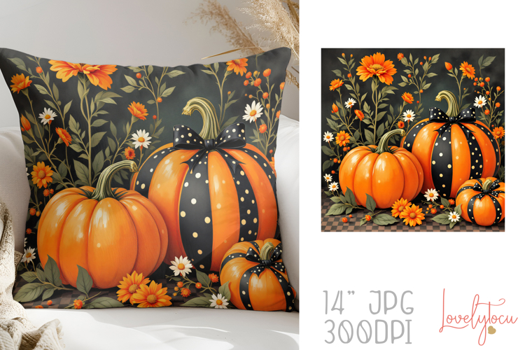 Halloween pumpkins pillow sublimation design