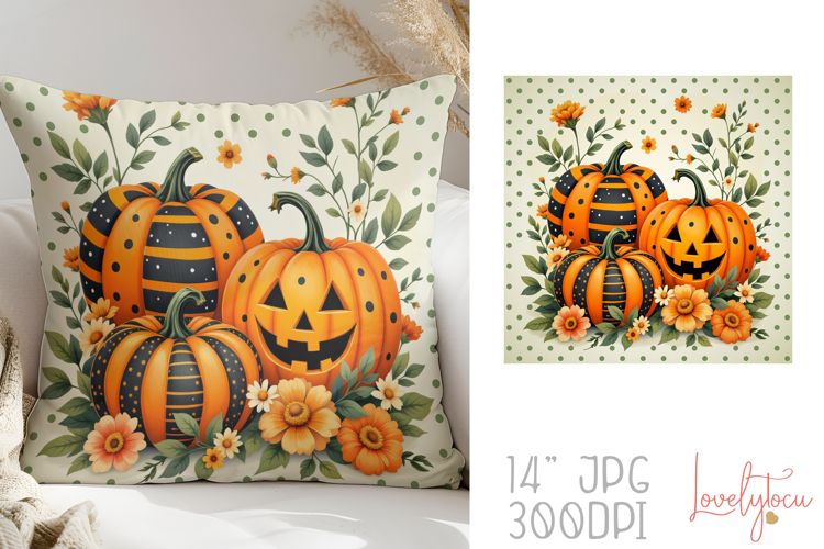 Halloween pumpkins pillow sublimation design