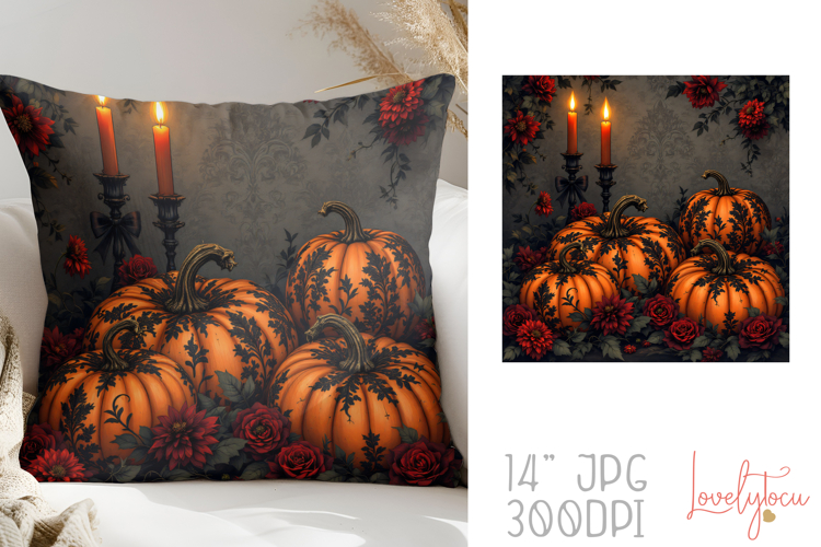 Halloween pumpkins pillow sublimation design