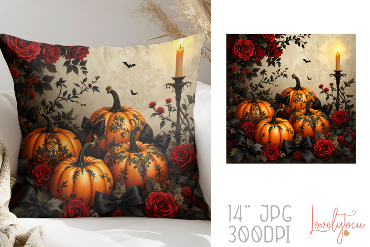 Halloween pumpkins pillow sublimation design