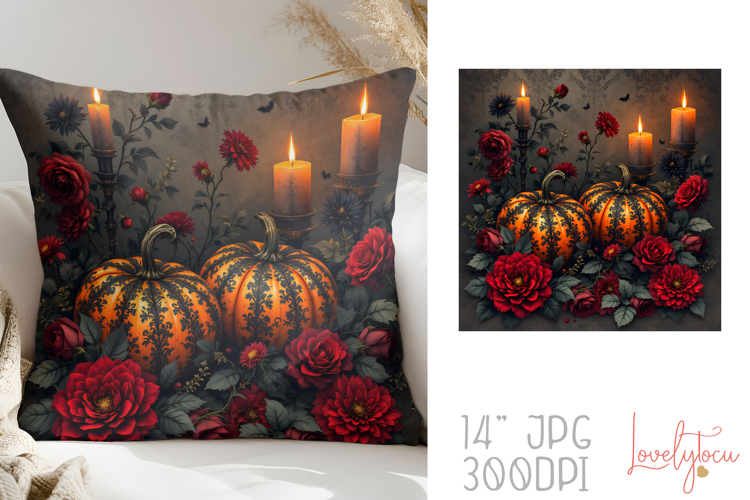 Halloween pumpkins pillow sublimation design