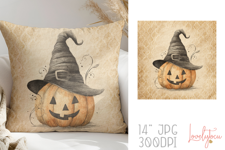Vintage halloween pillow sublimation design