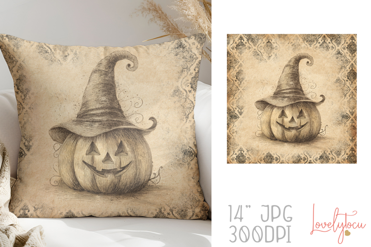 Vintage halloween pillow sublimation design