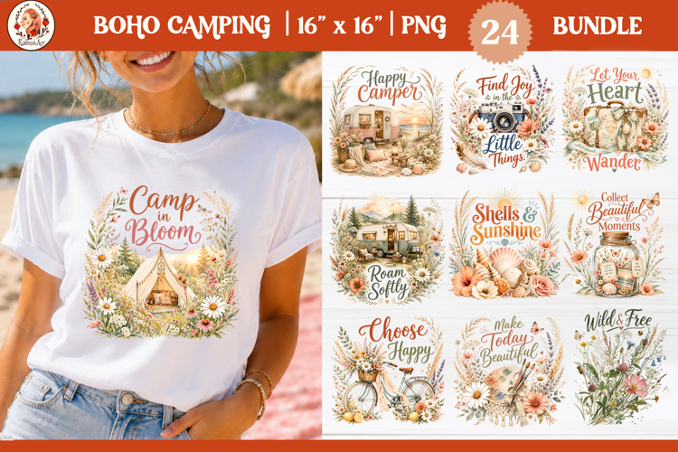 Inspirational Boho Summer Beach Camping Sublimation Bundle