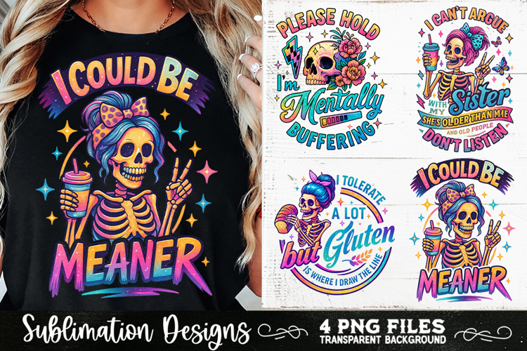 Funny Skeletons Sarcastic Retro PNG Sublimation