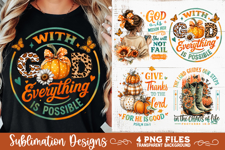Christian Fall Inspirational 4 PNG Retro PNG Sublimation