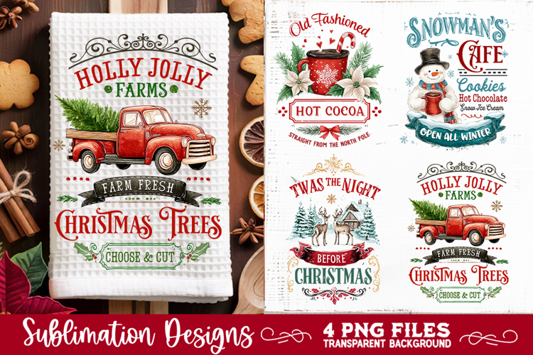 Christmas Kitchen Towel 4 PNG Retro PNG Sublimation