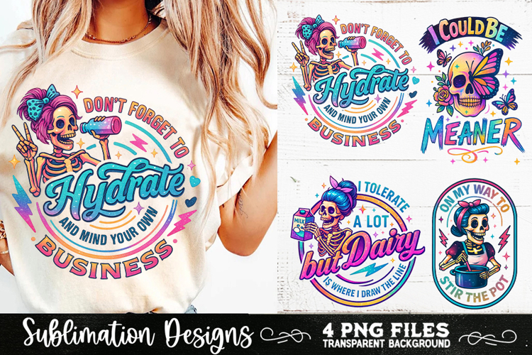 Funny Skeletons Sarcastic Retro PNG Sublimation