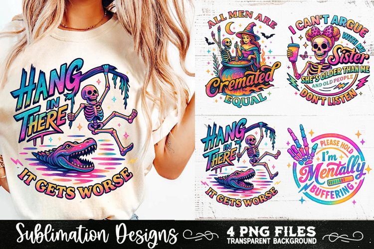 Funny Skeletons Sarcastic Retro PNG Sublimation