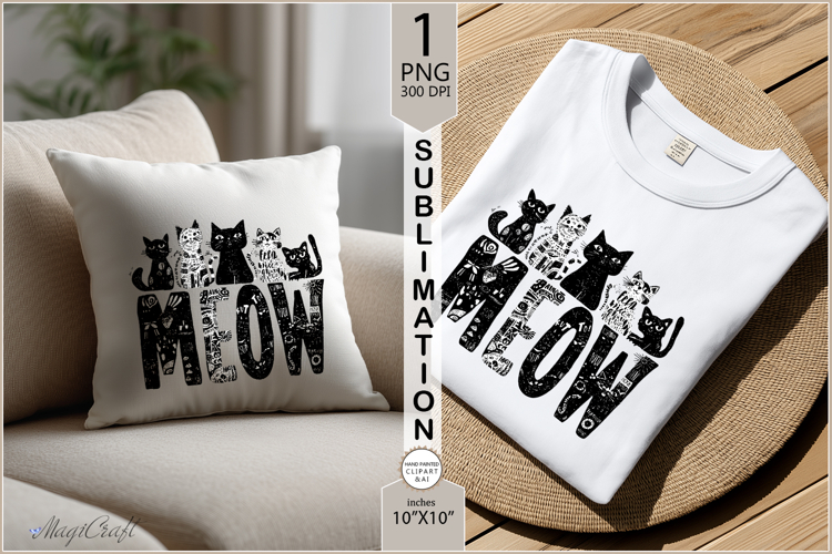 MEOW Cute cats sublimation|Tote Bag Design| cat Sublimation
