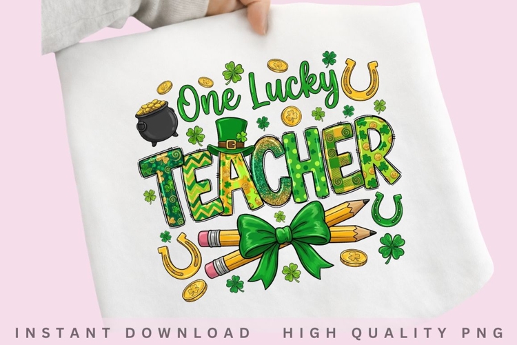 One Lucky Teacher PNG Design example image 1