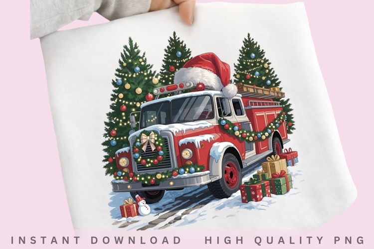 Christmas Fire Truck PNG Design example image 1