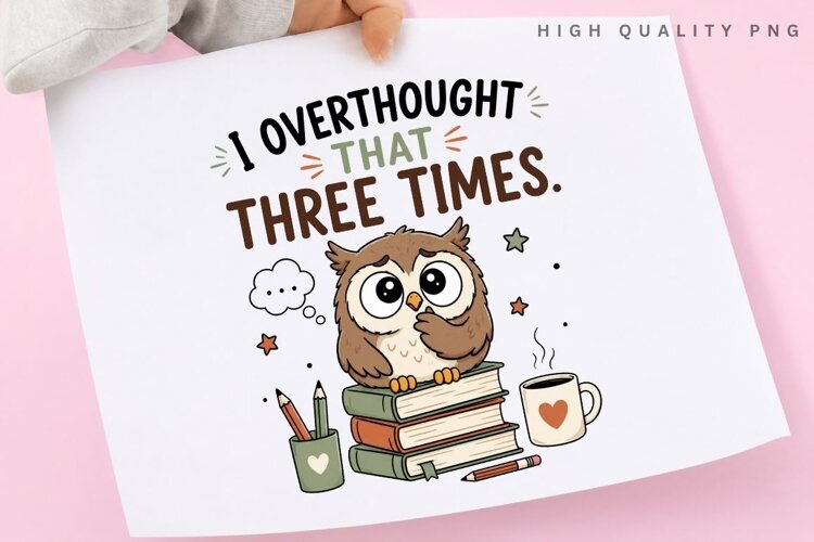 I Overthought That Three Times PNG Sublimation Design example image 1