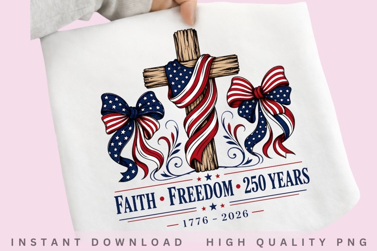 Faith Freedom 250 Years Cross PNG example image 1