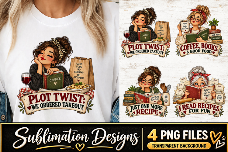 Cookbook Lover Clipart Sublimation PNG