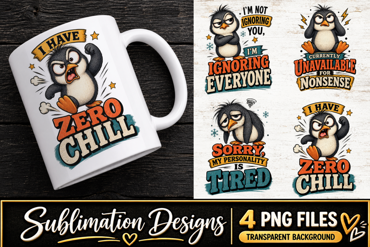 Funny Penguin Clipart Sublimation PNG