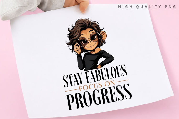 Focus On Progress PNG Sublimation Design, Glamorous Monkey