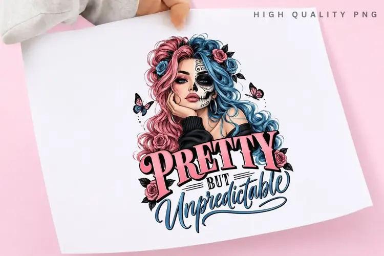 Pretty But Unpredictable PNG Sublimation Design, Split Dye