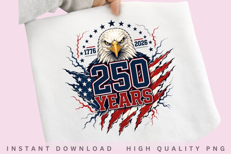 250 Years Eagle USA PNG Design, Patriotic American Eagle example image 1
