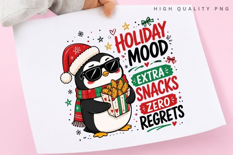 Holiday Mood Extra Snacks PNG Sublimation Design, Funny example image 1