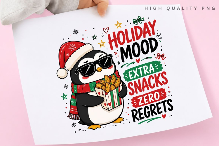 Holiday Mood Extra Snacks PNG Sublimation Design, Funny