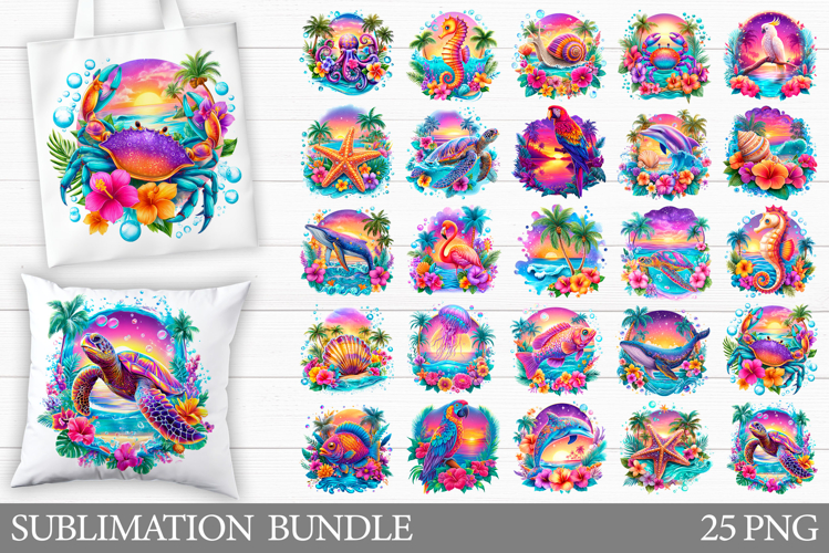 Sea Animals Sublimation Bundle. Sea Animals Clipart