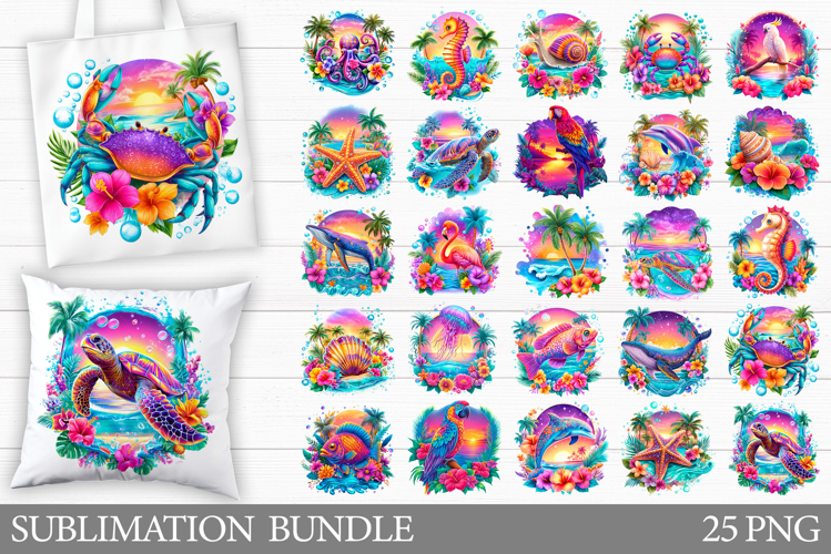 Sea Animals Sublimation Bundle. Sea Animals Clipart