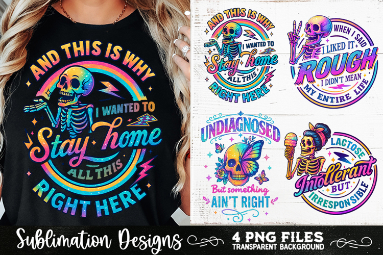 Funny Skeletons Sarcastic Retro PNG Sublimation