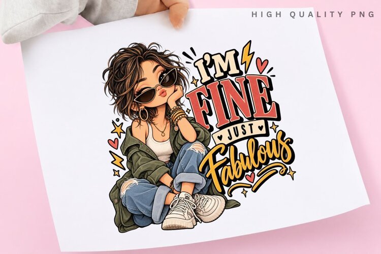 I'm Fine Just Fabulous Cute Stylish Girl Sunglasses Positive example image 1