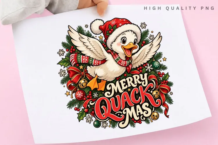 Merry Quackmas Cute Christmas Duck Winter Holiday PNG