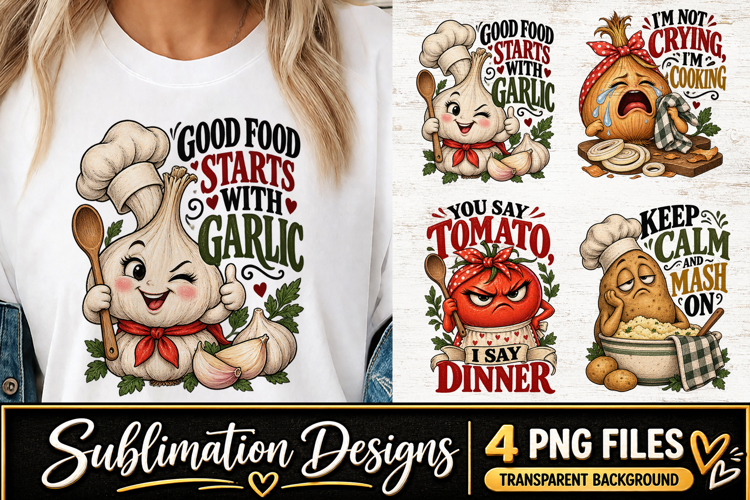 Funny Kitchen Food Clipart Sublimation PNG