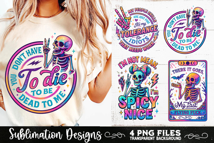 Funny Skeletons Sarcastic Retro PNG Sublimation