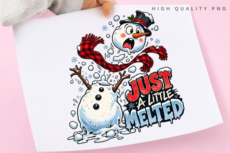 Just a Little Melted Funny Snowman Christmas PNG example image 1
