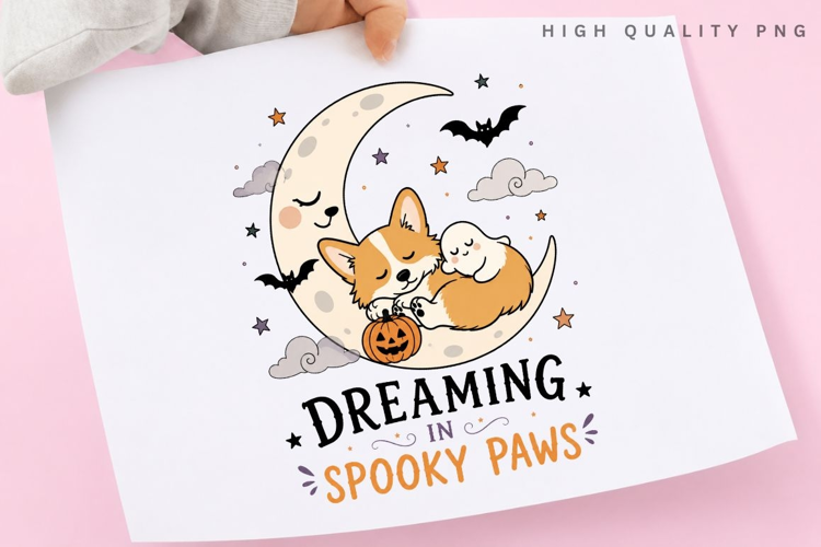 Dreaming In Spooky Paws PNG Sublimation Design, Sleeping