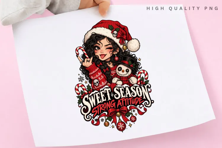 Sweet Season Strong Attitude Christmas Girl PNG, Festive