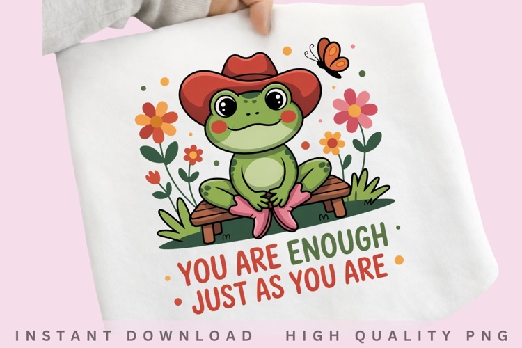 You Are Enough Just As You Are PNG, Cute Frog Affirmation