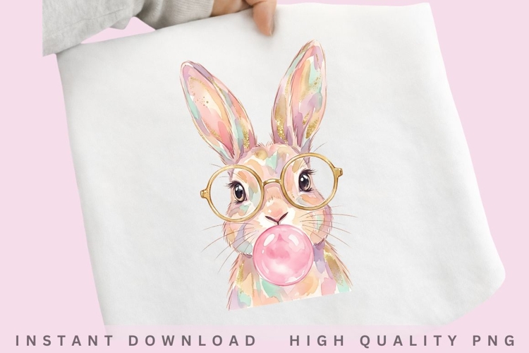 Cute Bunny Bubblegum PNG Design example image 1