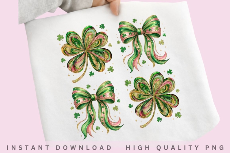 St Patrick Bow & Shamrock PNG Bundle example image 1