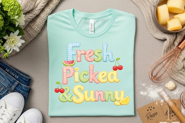 Fresh Picked   Sunny Cute Summer Fruit Patchwork PNG Design