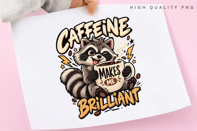 Cute Raccoon Coffee Lover Caffeine Makes Me Brilliant Funny
